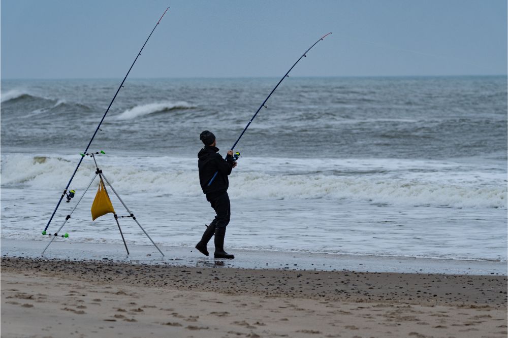 Shore fishing on the beach