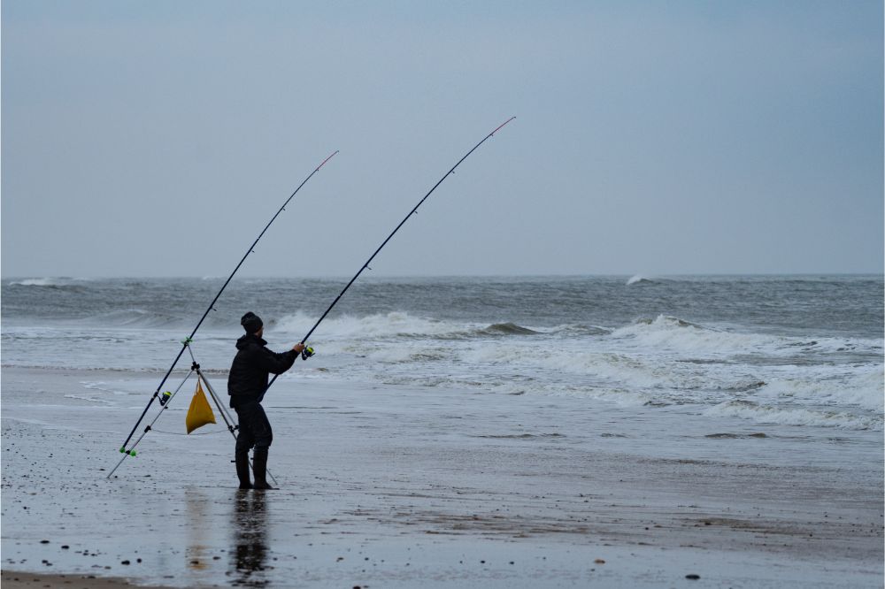 Shore fishing on the beach