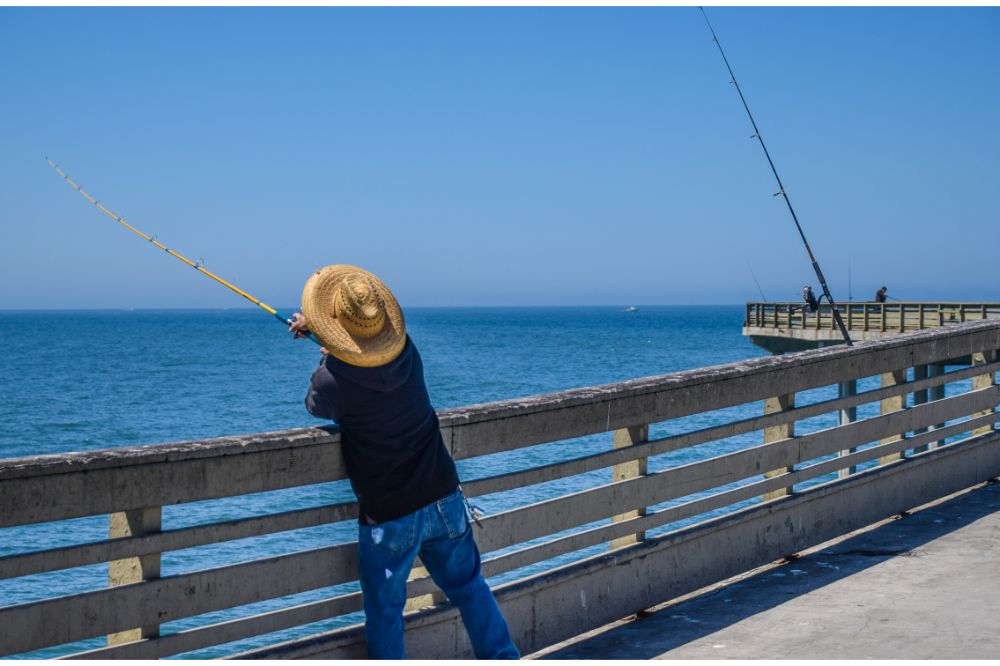Man fishing in Ocean Beach pier